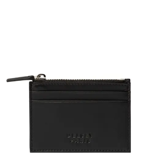 Porte cartes/monnaie en cuir lisse